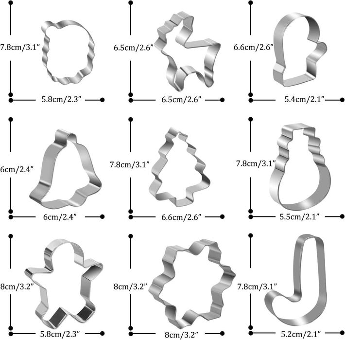 Forme pentru prăjituri de Craciun, Set de 3,4 sau 9, inox