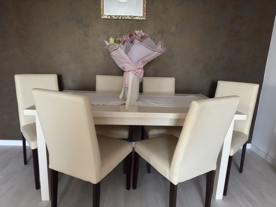 Masa MDF + 6 scaune piele ecologica