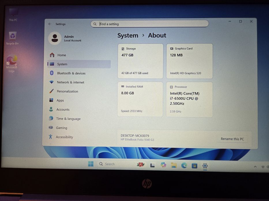 Hp EliteBook Folio 14", i7 6500u, 512Gb SSD, 8Gb,