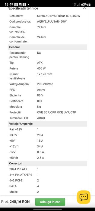 Carcasa Deepcool si sursa Aqirys