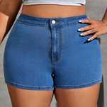 Blugi scurti elastici cu push up jeans high waist SHEIN CURVE mar XL