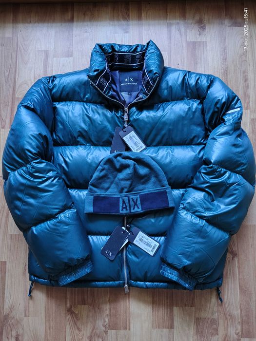 Пуховик+шапка Armani Exchange (Италия),пух утки,оригинал,новые,р-р 52