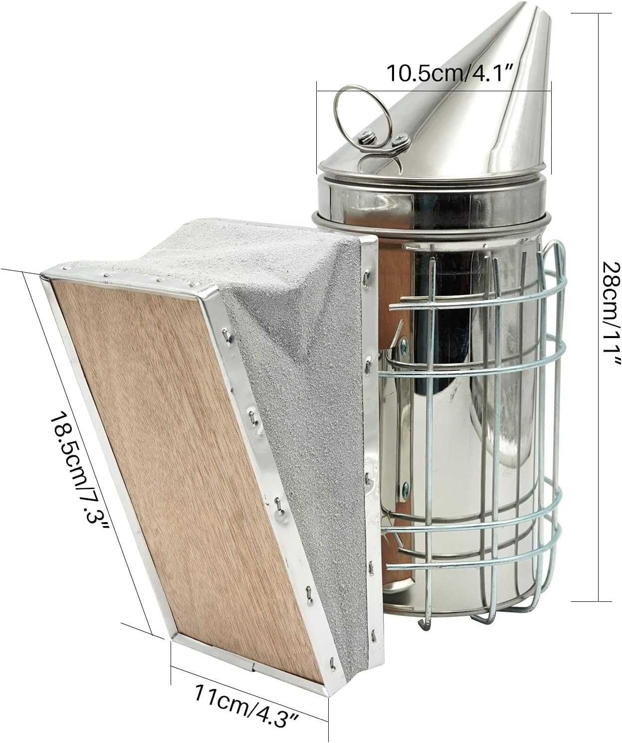 Afumător apicol din oțel inoxidabil pentru cu scut termic