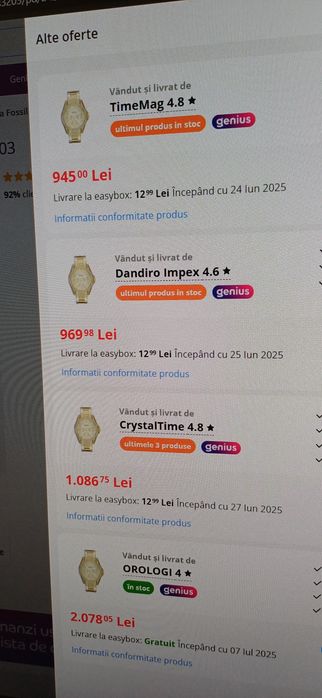 Ceas  Dama Nou ,Fossil  Riley S3203