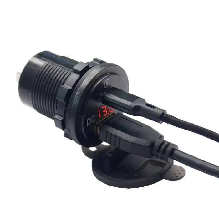 USB адаптер с волтметър Automat, За вграждане, Tipe-C