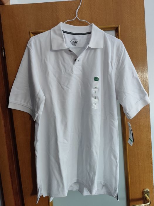 NOU, Tricou premium bumbac Cabela's, mărime L, alb, nepurtat, eticheta