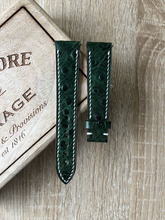 Curea de ceas din piele de strut lucrata in totalitate manual - 19 mm