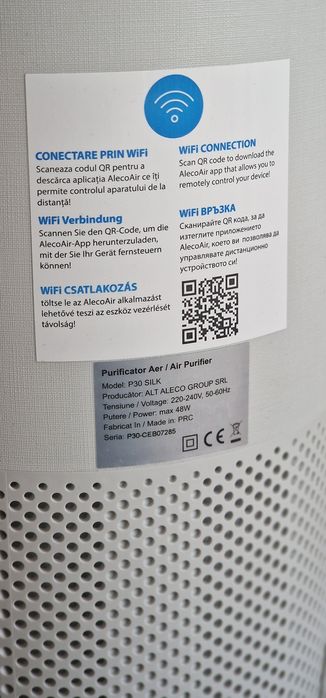 Purificator de aer AlecoAir P30 SILK, Wi-Fi, Lampa UV-C, Filtru True H