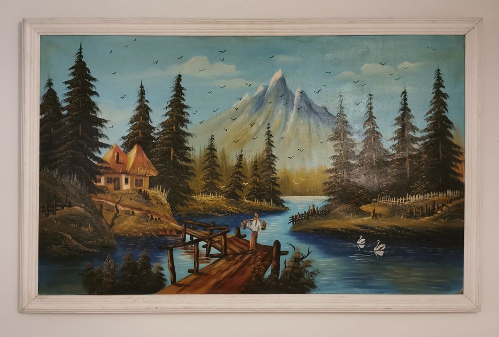 Tablou pictat manual 140x85 cm. În condiții oarecum bune.