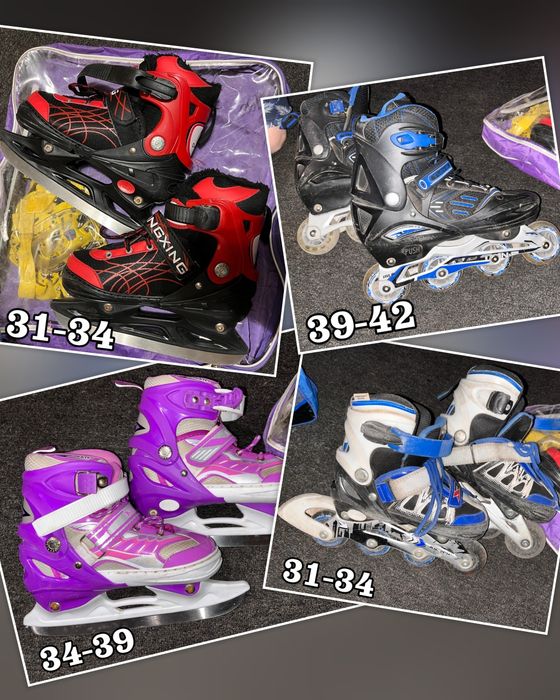 Коньки раздвижные в отличном состоянии ролики в подарок