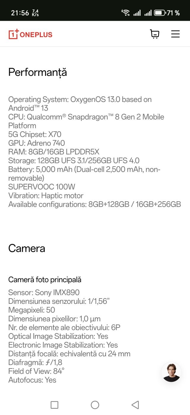 Telefon OnePlus 11 5G / 16 Gb RAM/ 256 Gb stocare