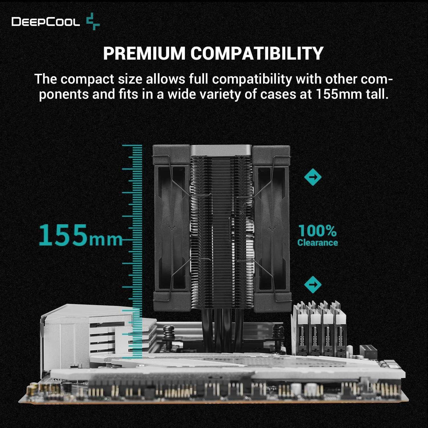 DeepCool охладител CPU Cooler AK400 Zero BK Plus Dual-Fan LGA1700/AM5