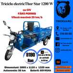 Triciclu electric fara permis Thor Star nou 1200W cu bena Agramix