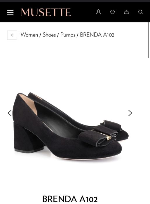 Велурени чернк обувки Musette с панделка