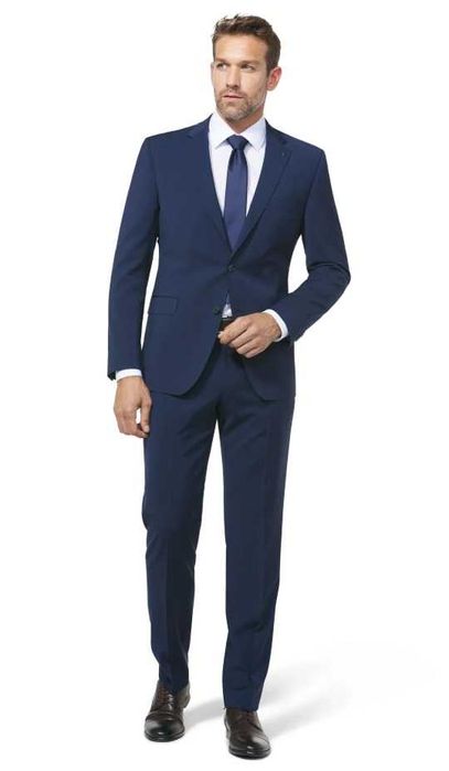 Costum slim 46 S DIGEL material premium respirabil albastru