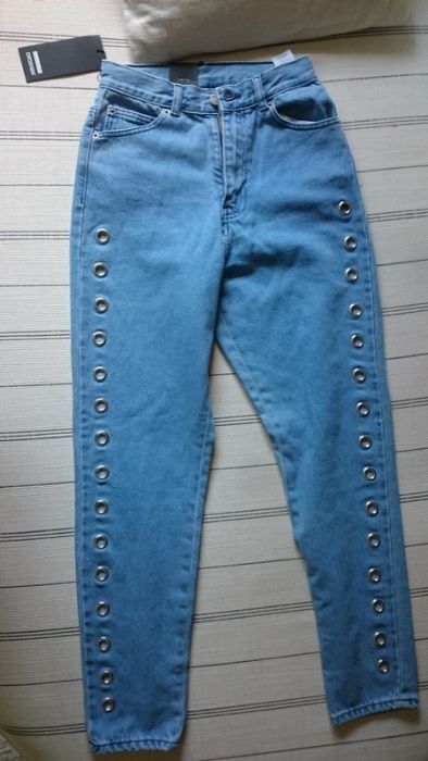 Blugi DR denim jeans makers talie inalta w25 noi bleu inele