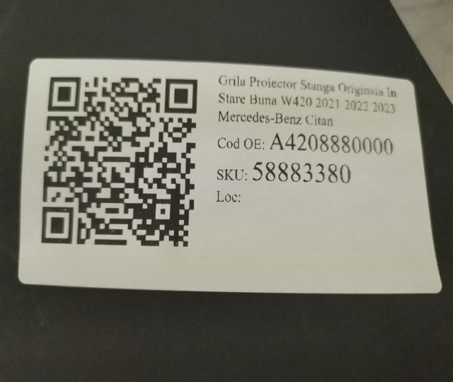 Grila Proiector Stanga Originala In Stare Buna W420 2021 2022 2023 Mer