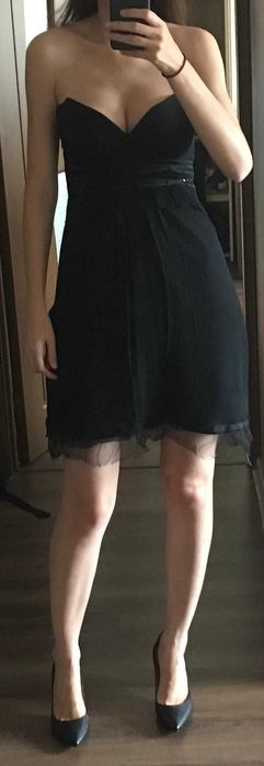 Rochie neagra matase naturala corset Naf Naf 36