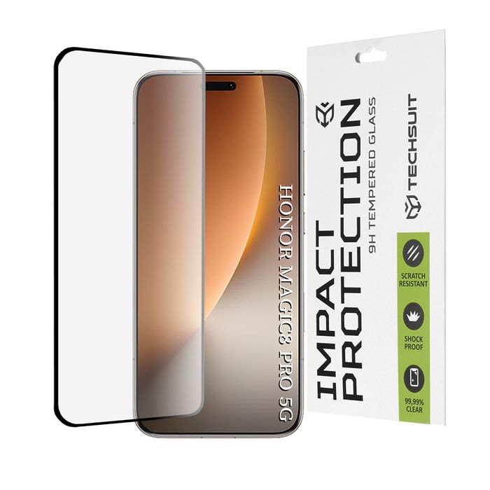 Honor Magic 8 Pro / 3D ЦЯЛО ЛЕПИЛО Извит стъклен протектор за екран