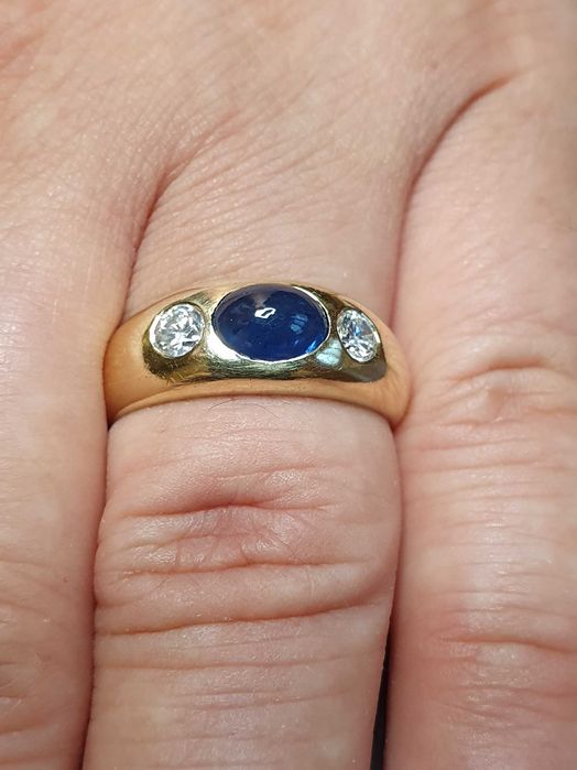 Elegant GYPSY aur cu safir CEYLON si diamante naturale VS