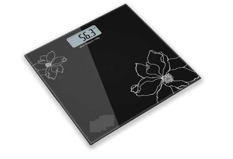 Cantar corporal pt persoane, 150 Kg, Negru cu Flori Albe, NOU 80 Lei
