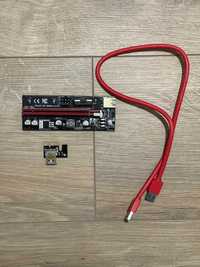 Placa riser, PCI Express 009s, alimentare 6 pini/molex/sata, USB 3.0