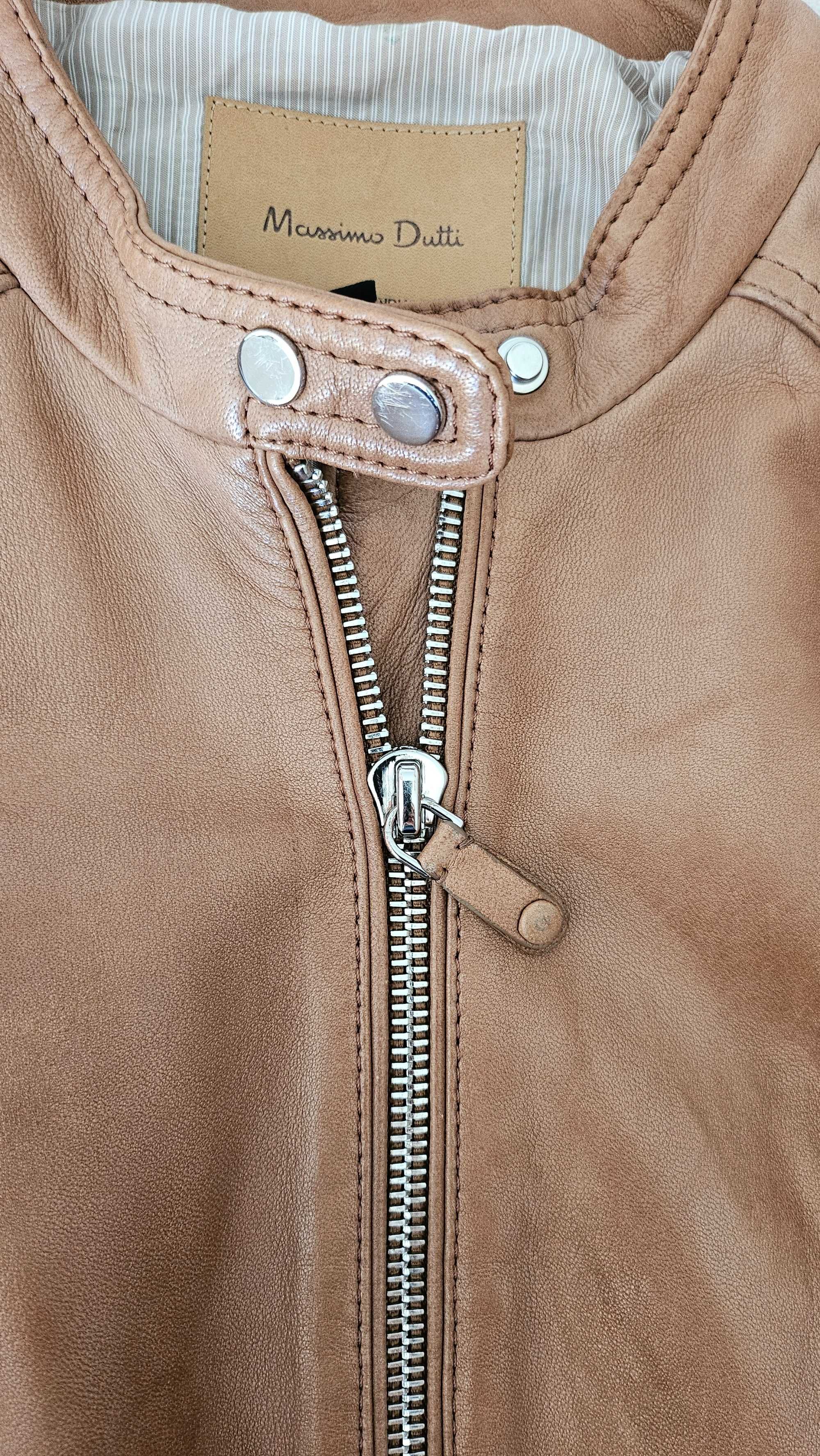 Geaca din piele Massimo Dutti, maro