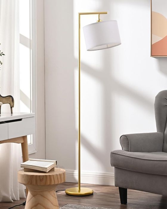 Lampă de podea EDISHINE, cu abajur ajustabil, bec E27 inclus, Auriu