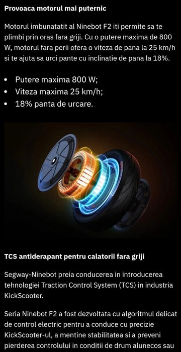 Trotineta electrica NINEBOT KickScooter F2, 10 inch, negru