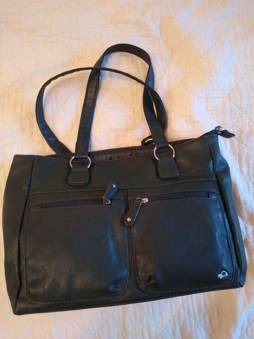 Geanta elegantă,piele, de la Carpisa, dame , culoare verde inchis