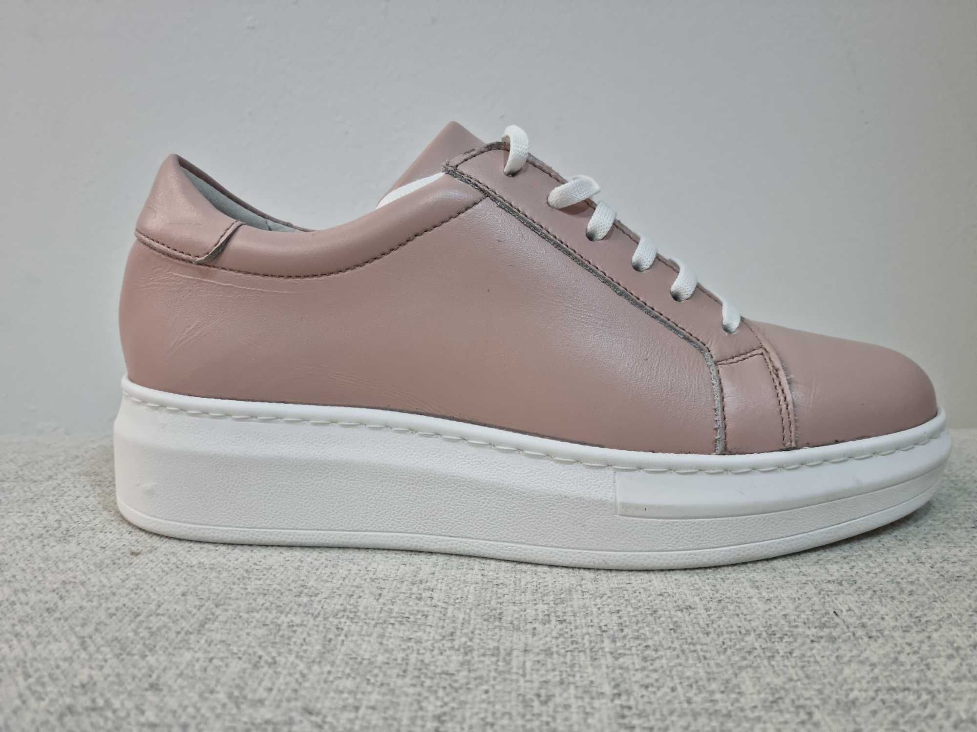 Pantofi sport, roz, din piele naturală, pentru femei