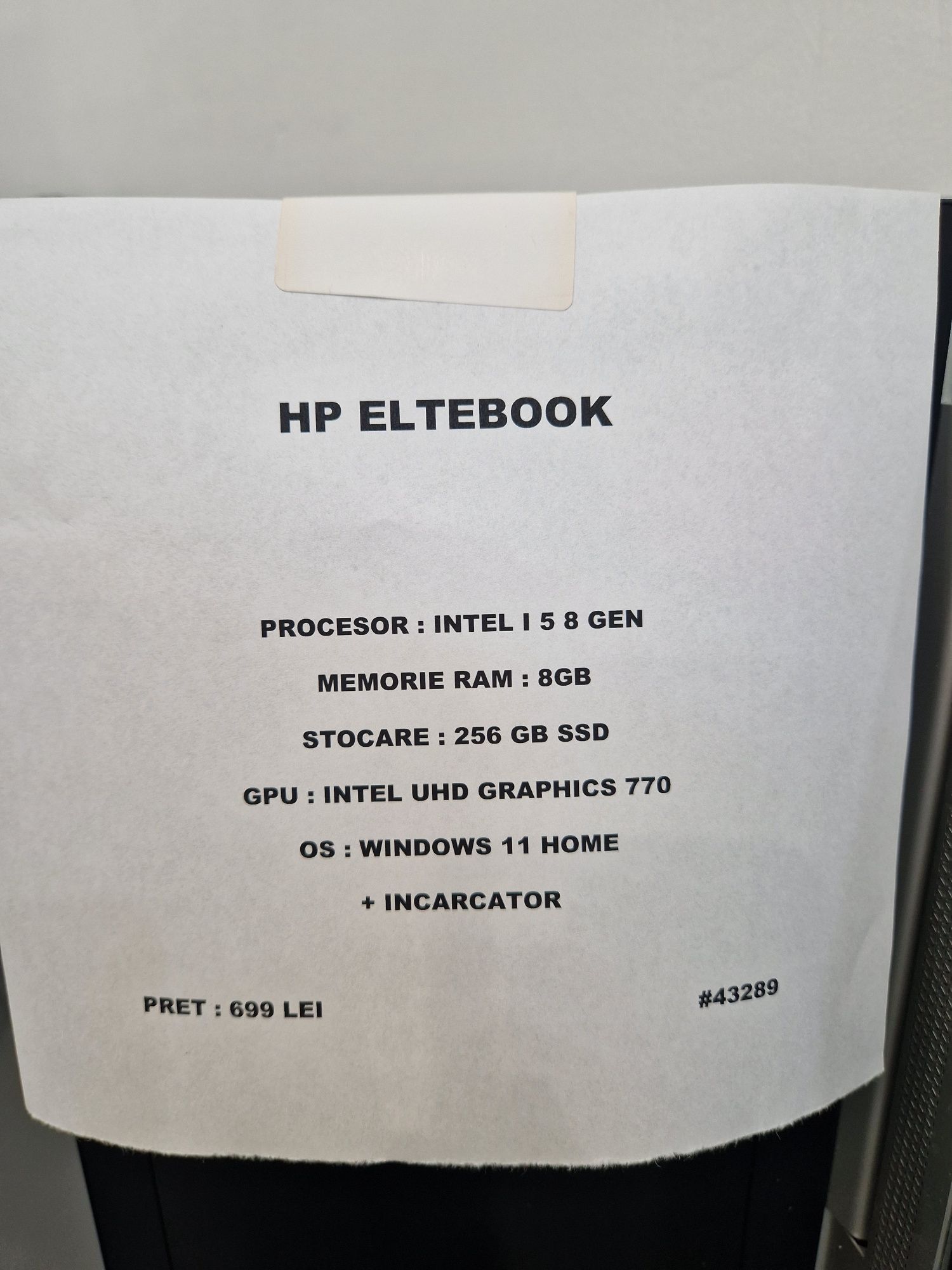 Laptop HP Elitebook Intel i5 Gen 8 SSD 256 GB Ram 8 GB #43289