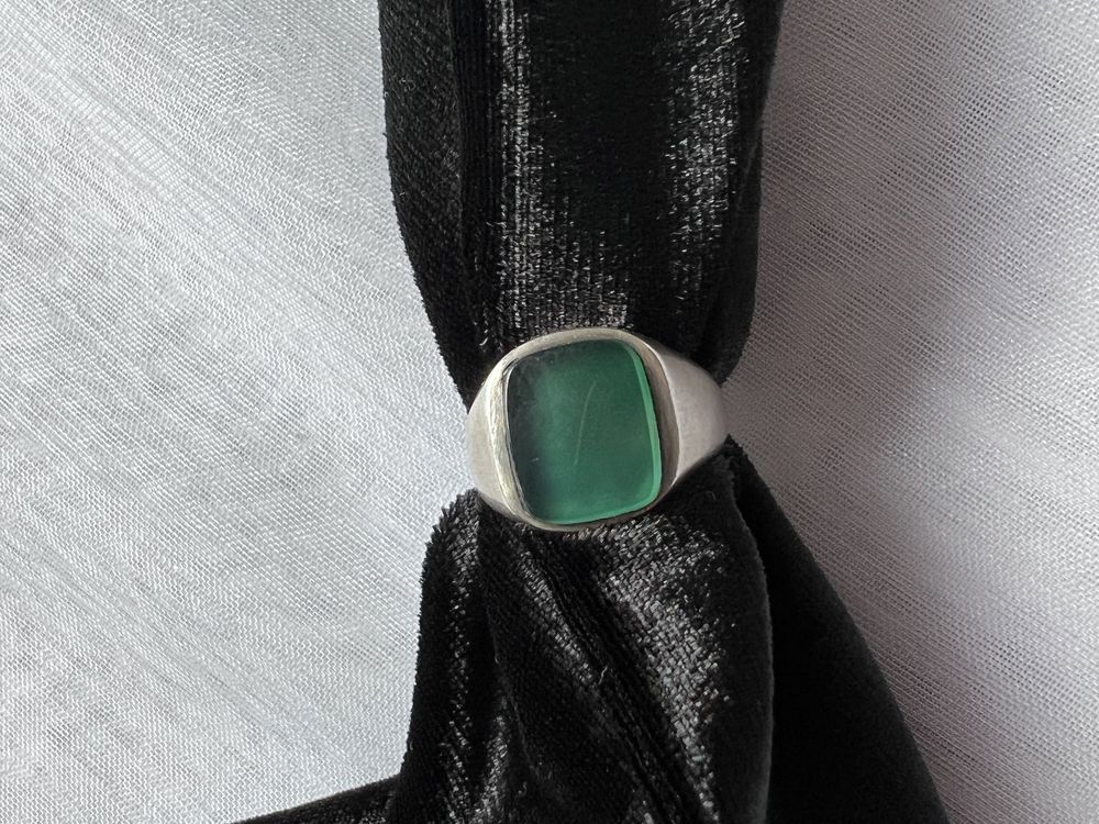 Inel din argint si green chrysoprase