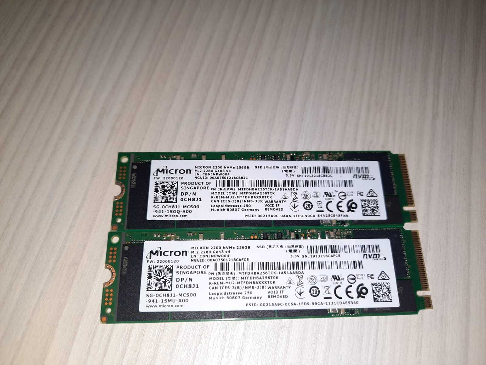 SSD Micron 2200 NVMe,  M.2 256GB, Garantie
