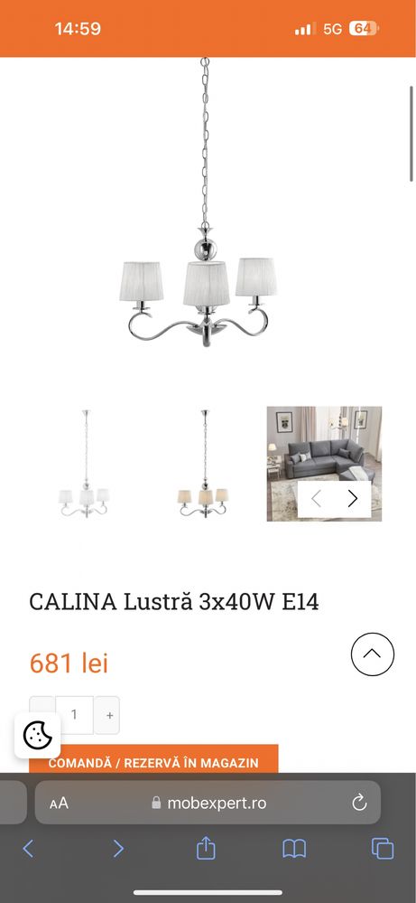 Lustra living/ dormitor MOBEXPERT Calina