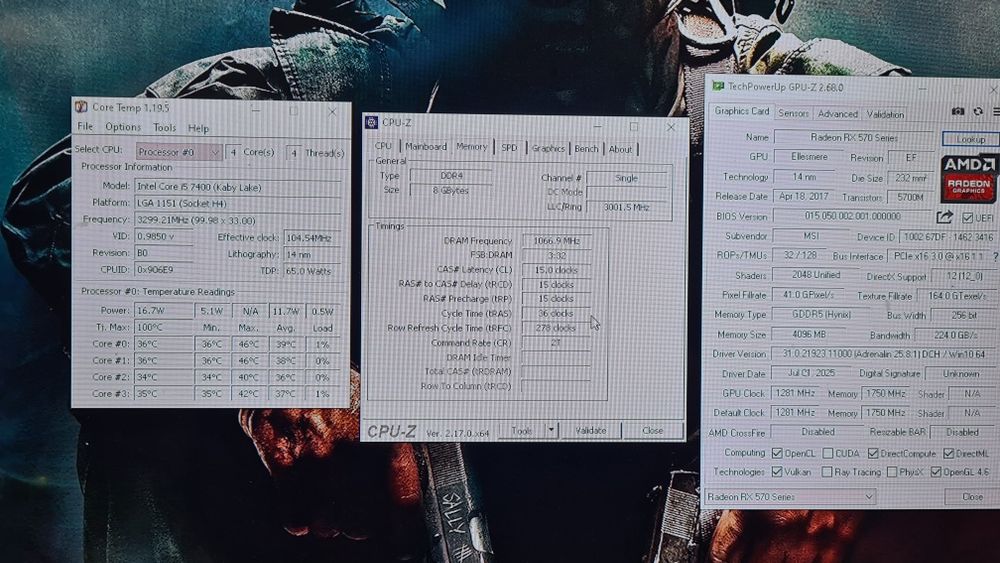 Unitate PC Gaming i5 7400 video 4GB RX 570 8GB RAM SSD