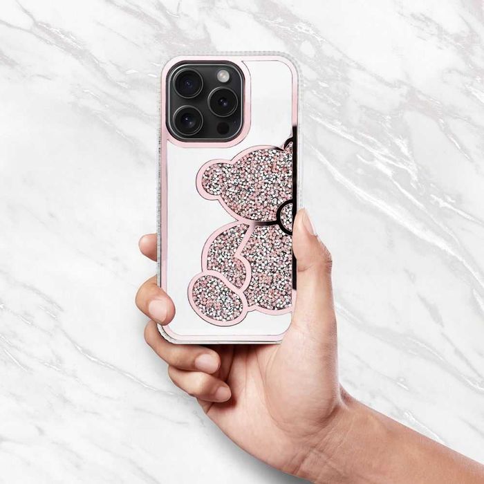 Husa iPhone 16 / 16 Pro / 16 Pro Max - TEDDY BEAR - Silver