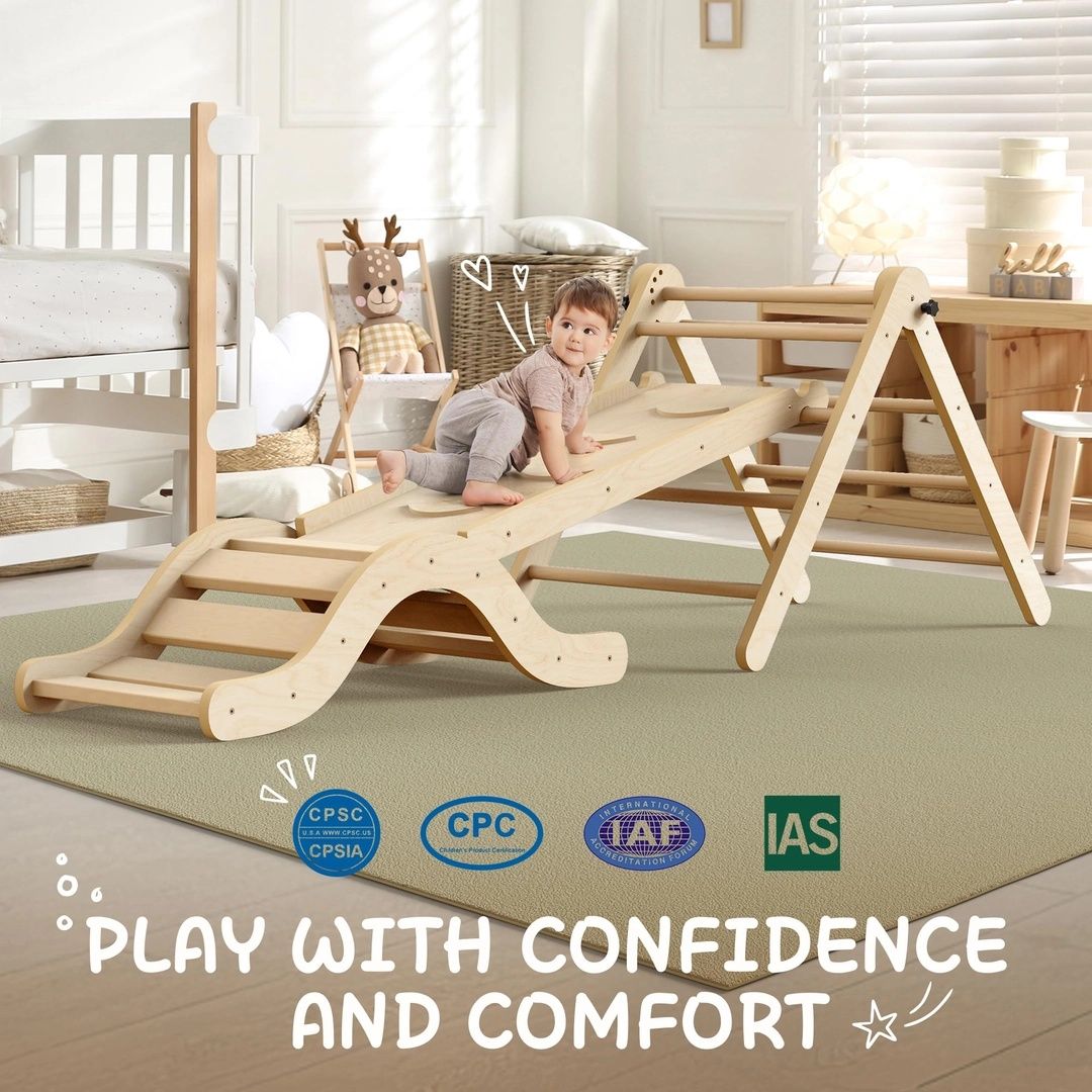Montessori Indoor Playset: 7-in-1 Set Pikler Set Catarat Copii 1-3ani