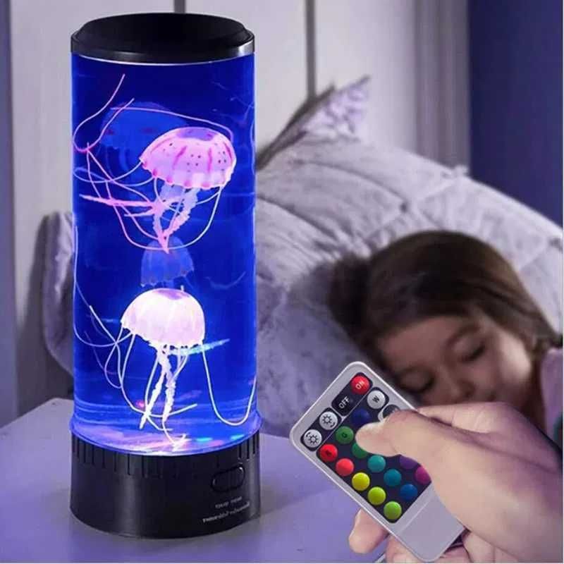 LED нощна лампа аквариум с две медузи и дистанционно