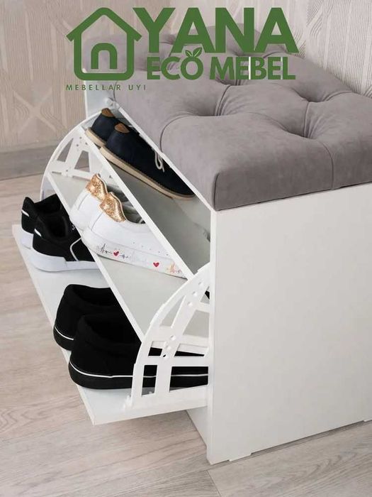 Пуфик-обувница для прихожей для хранения и удобства  максимум 9 Обувей