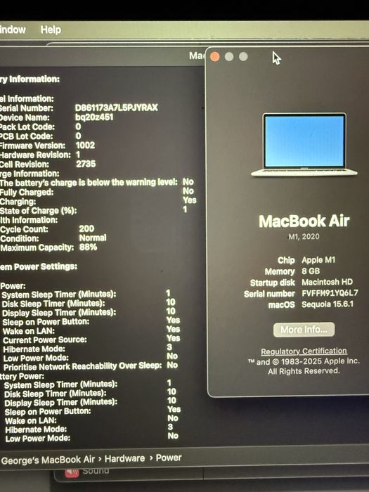Macbook air 13" M1 256gb ssd 8gb ram