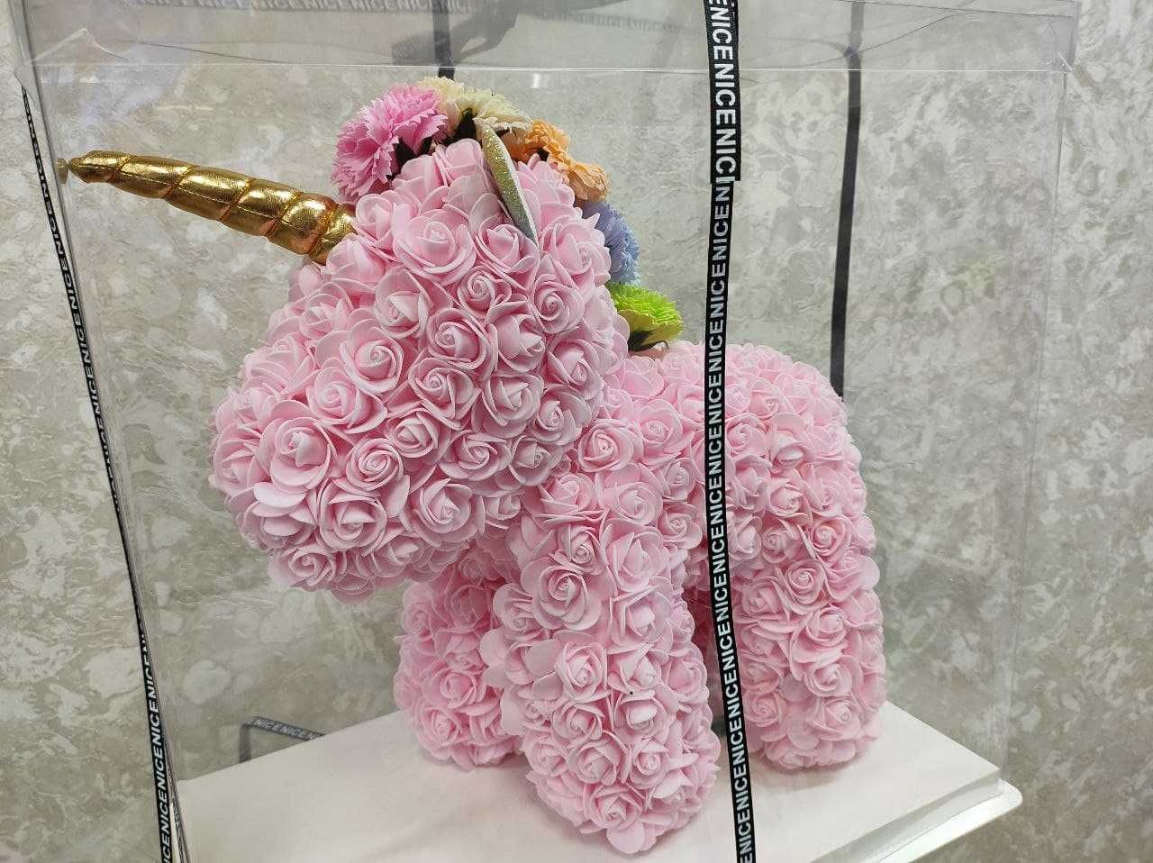 Оригинальная подарка - 3D Единорог из роз игрушка из цветов