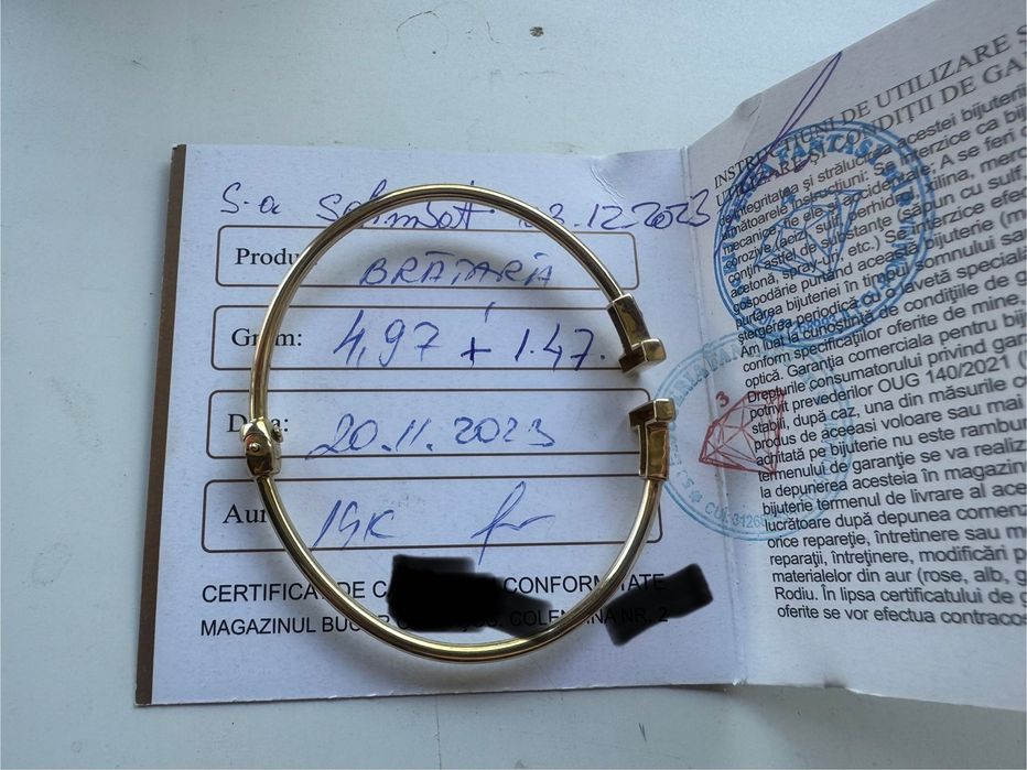 Vând brățară de aur fixă