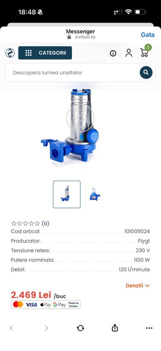 Pompa apa murdara FLYGT cu tocator