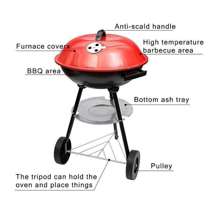 Мангал-гриль с крышкой на колесиках