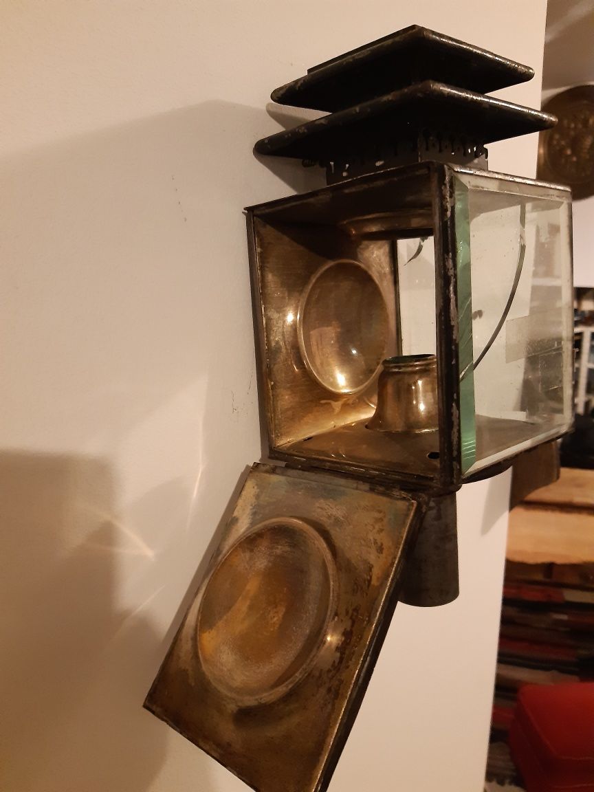 Старинен месингов файтонски фенер (прожектор) внос от Франция