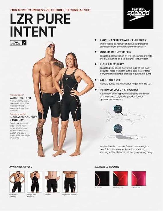 Нов SPEEDO Fastskin LZR PURE INTENT Closedback размер 30