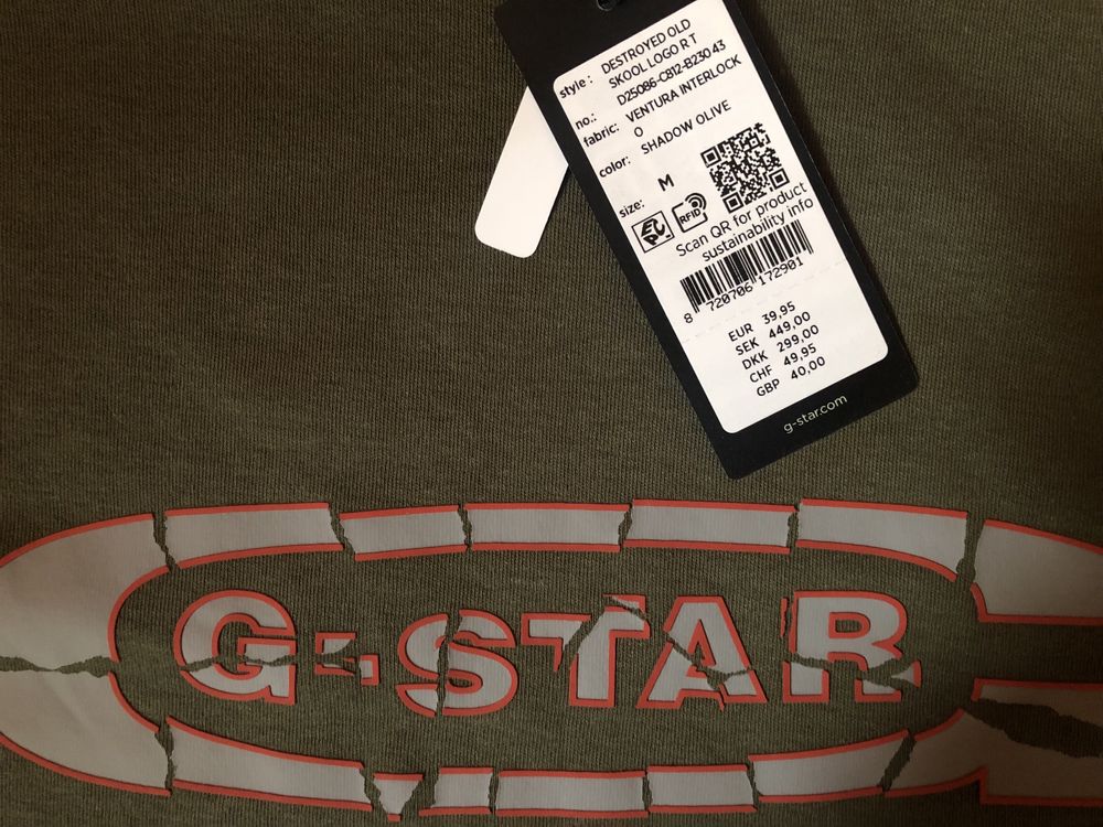 G-Star RAW Destroyed Old School Logo T-shirt ОРИГИНАЛ мъжка тениск L