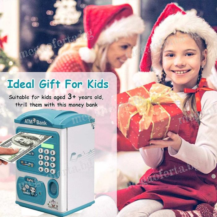 Детска Касичка Сейф за Монети и Банкноти с Парола и Пръстов Отпечатък