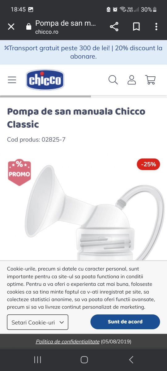 Pompa de san manuala Chicco Clasic